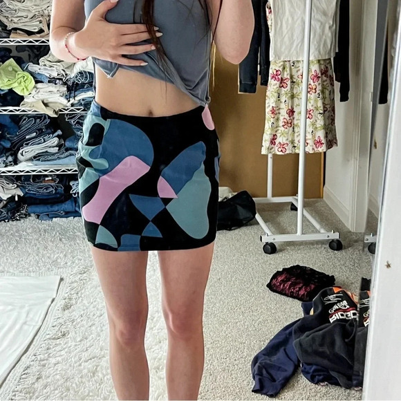 Motel Rocks Abstract Purple Ima Mini Skirt - Picture 5 of 8